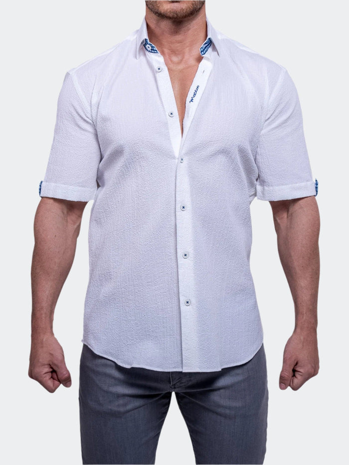 Maceoo Short-Sleeve Shirt | Galileo AristocratLuxeStretch White