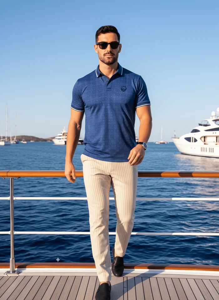 Maceoo Stretch Short-Sleeve Polos | Polo Ascension0030 Blue