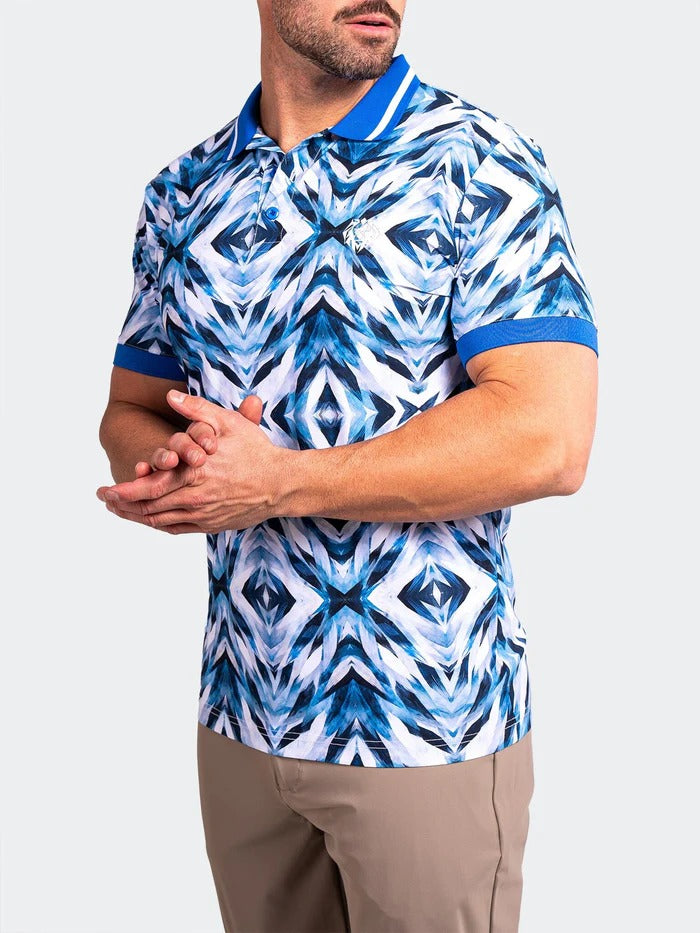 Maceoo Stretch Short-Sleeve Polos | Polo Ascension0041 Blue
