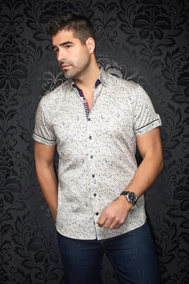 Au Noir Stretch Short Sleeve Shirt | Alfieri Stone