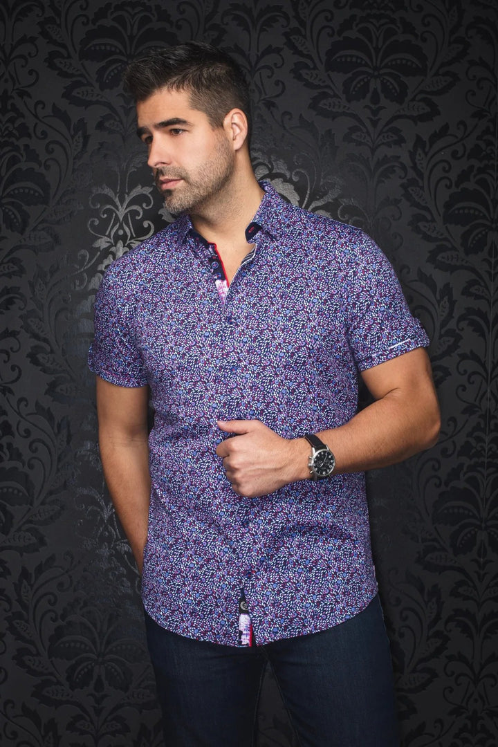 Au Noir Stretch Short Sleeve Shirt | Elton Purple