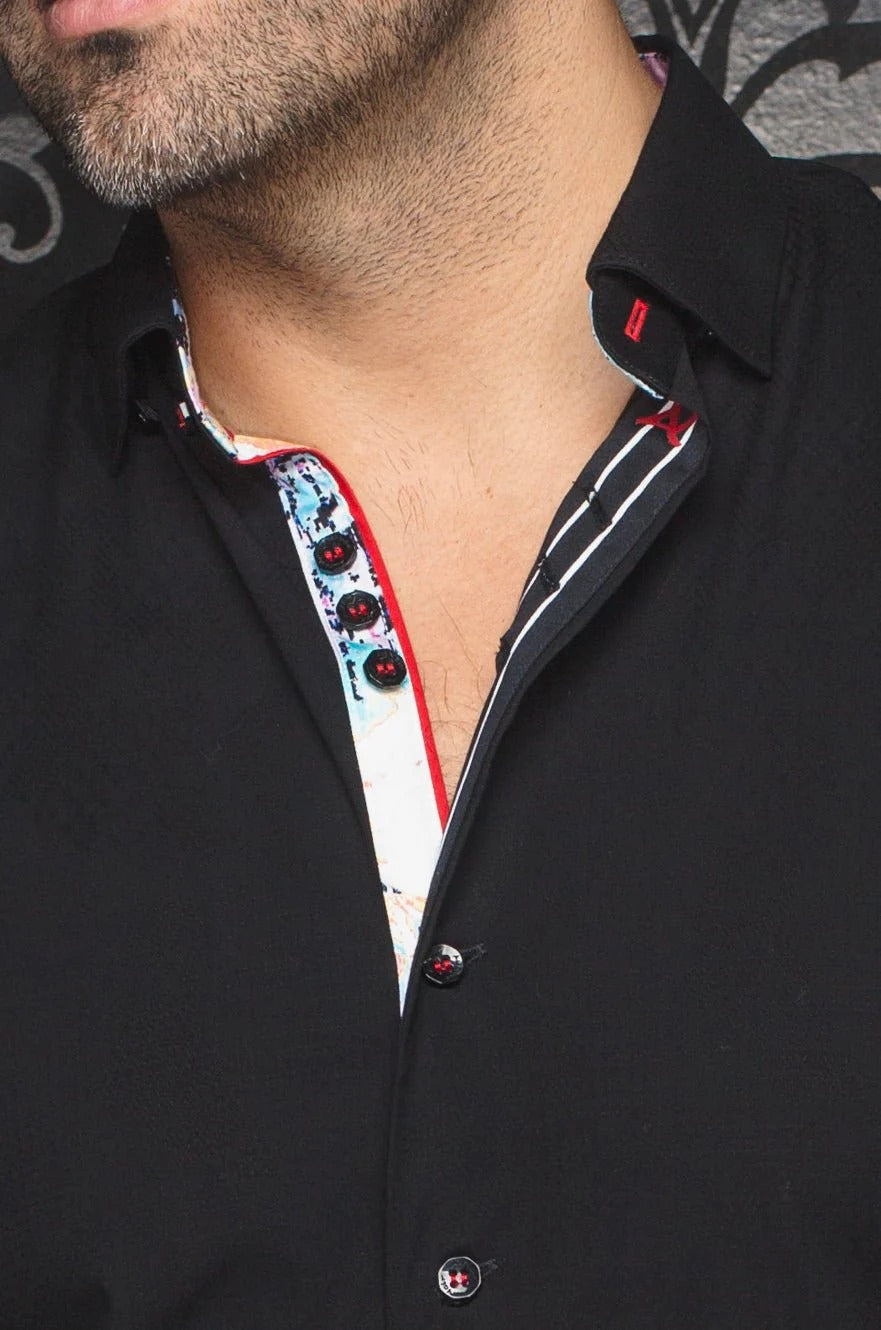 Au Noir Stretch Short Sleeve Shirt | Fajardo Black