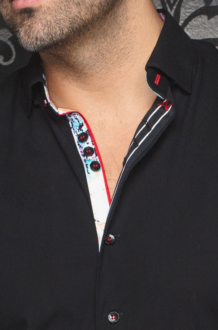 Au Noir Stretch Short Sleeve Shirt | Fajardo Black