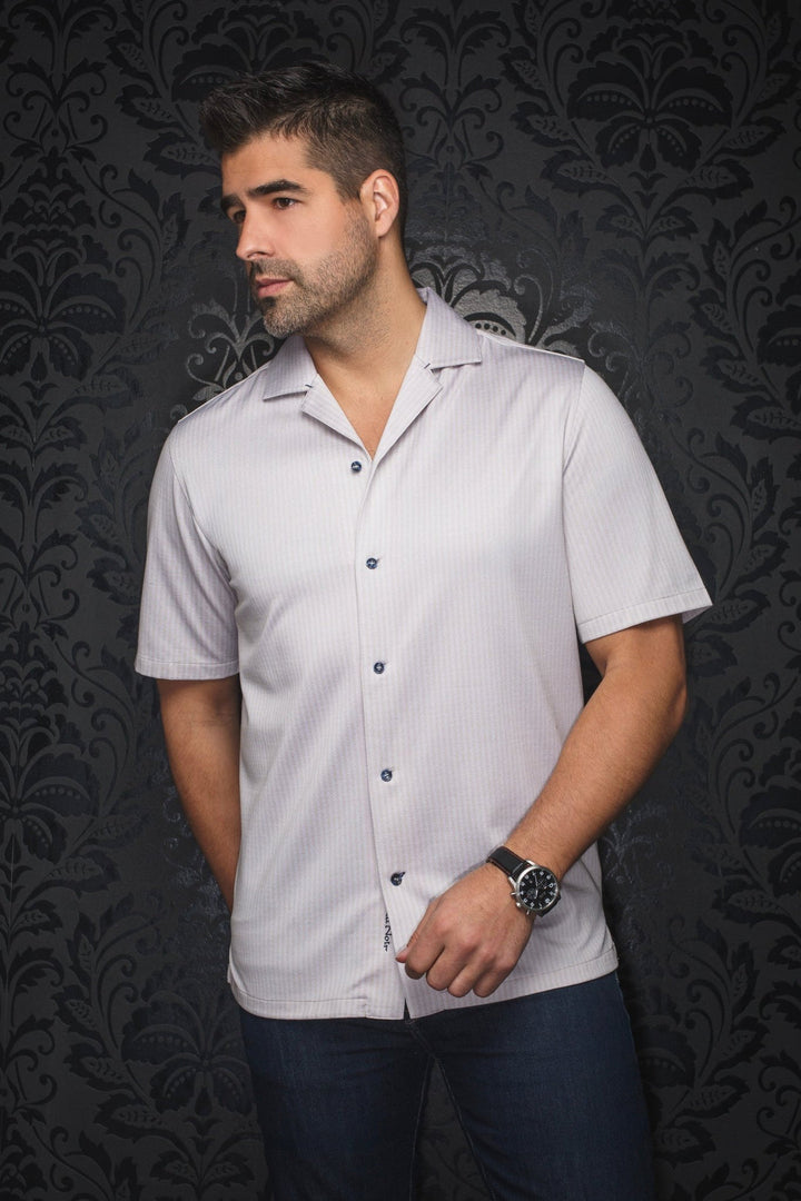 Au Noir Stretch Short Sleeve Shirt Flat Collar | Waikiki Stone