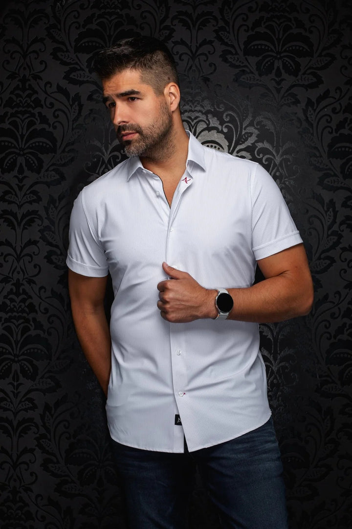Au Noir Nylon Short Sleeve Shirt | Nick STRP White