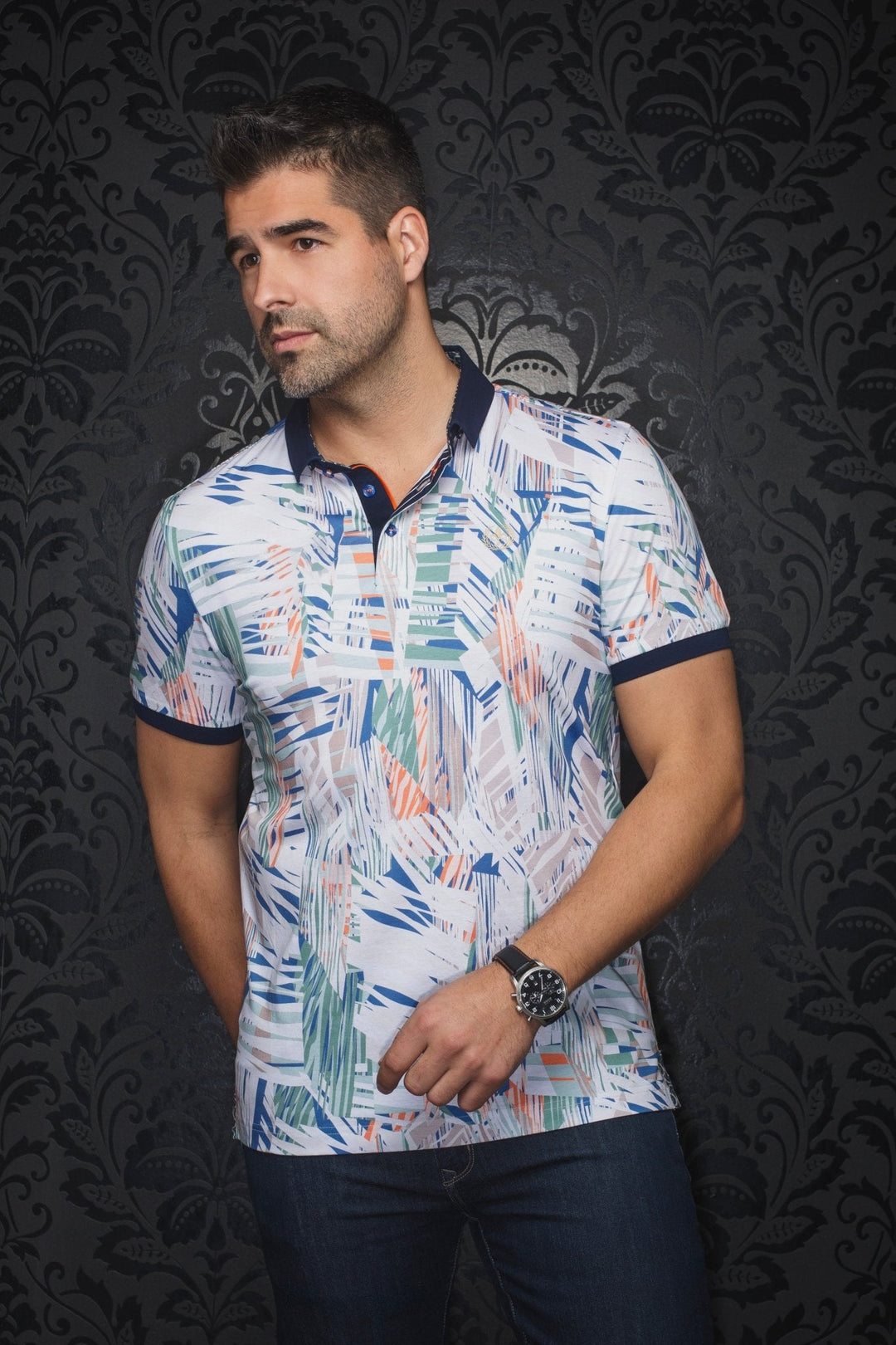 Au Noir Stretch Short-Sleeve Polo | Benoni Stone