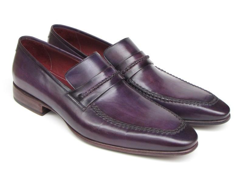 Paul Parkman Men's Purple Loafers Handmade Slip-On Shoes (ID#068