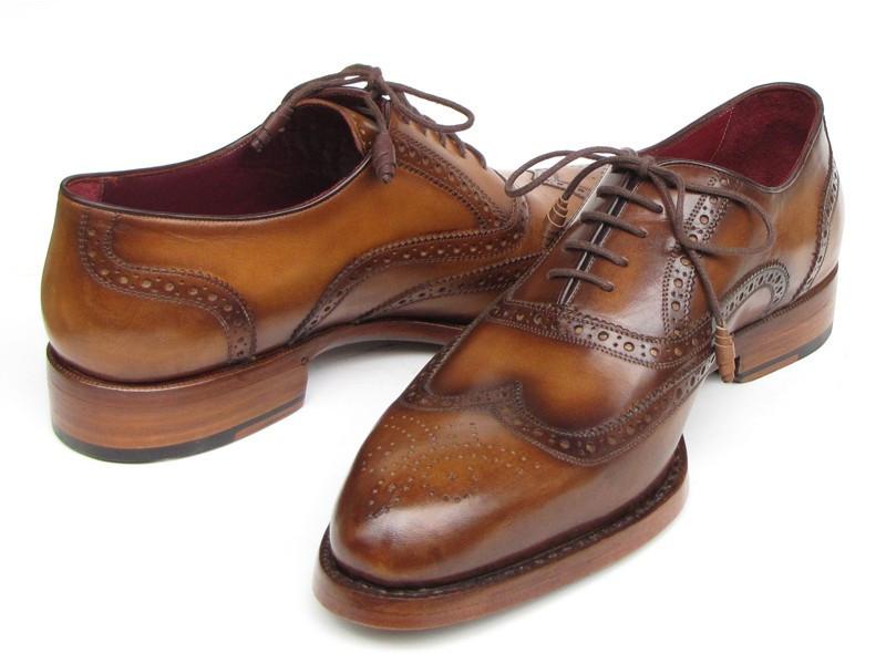 Paul Parkman Men's Goodyear Welted Wingtip Oxfords in Blue & Brown