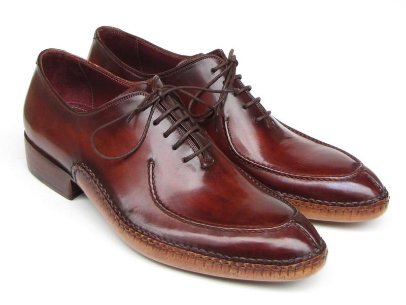 Paul Parkman Men's Side Handsewn Split-toe Burgundy Oxfords (ID#054-BUR) EU 44