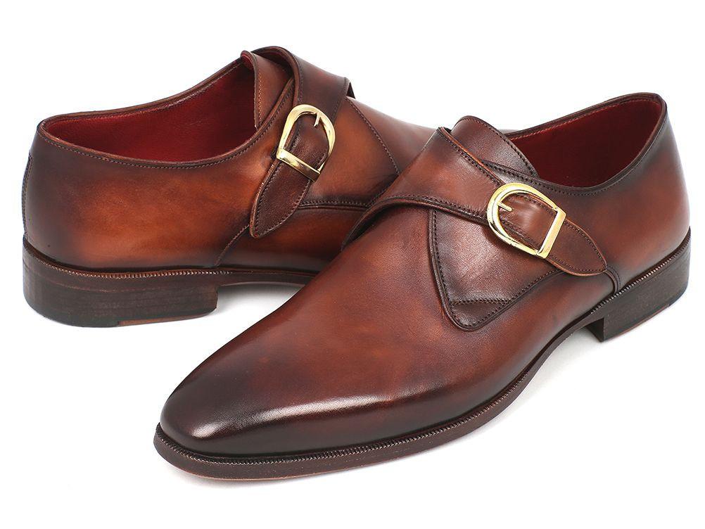 camel brown mens dress shoes Paul Parkman Monkstrap Dress Shoes Brown & Camel (ID#011B44) EU 38
