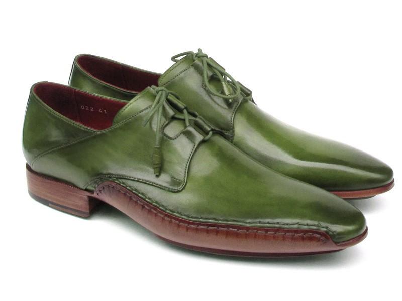 Paul Parkman Men's Ghillie Lacing Side Handsewn Dress Shoes - Green Leather Upper and Leather Sole (ID#022-GREEN) - '----- Paul Parkman Men's Ghillie Lacing Side Handsewn Dress Shoes - Green Leather Upper and Leather Sole (ID#022-GREEN) - '-----