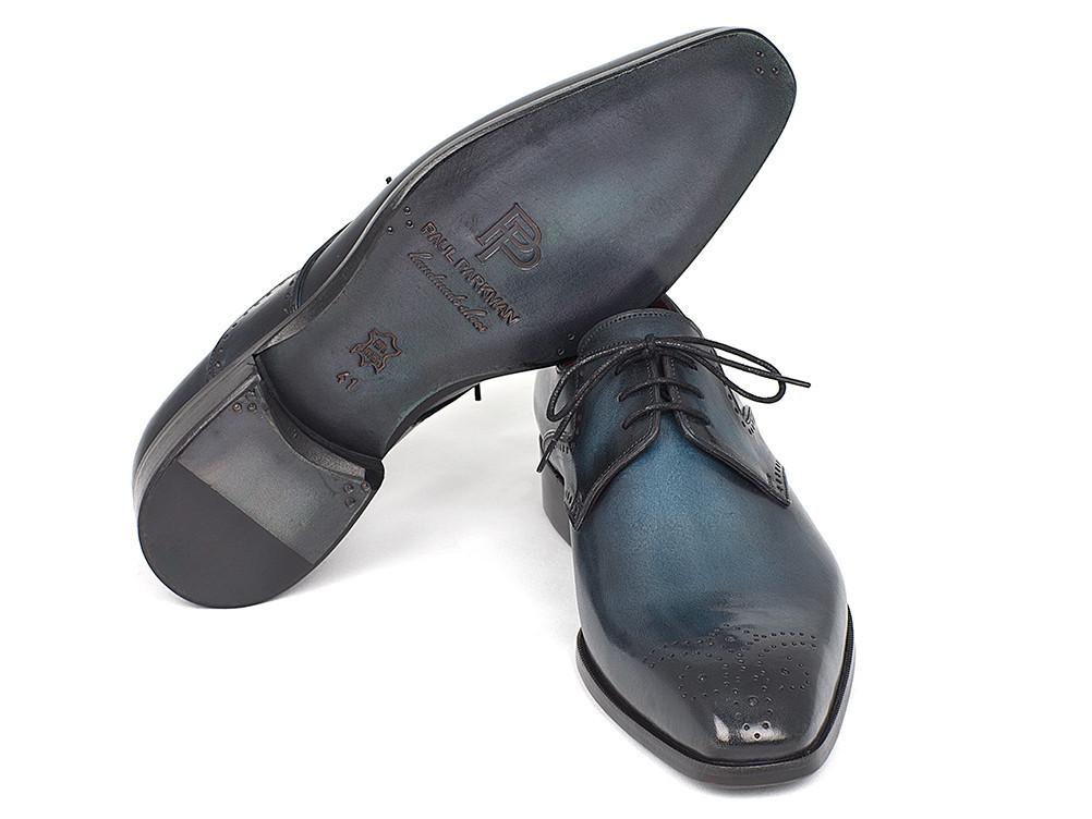 Paul Parkman Navy & Blue Medallion Toe Derby Shoes - 6584-NAVY