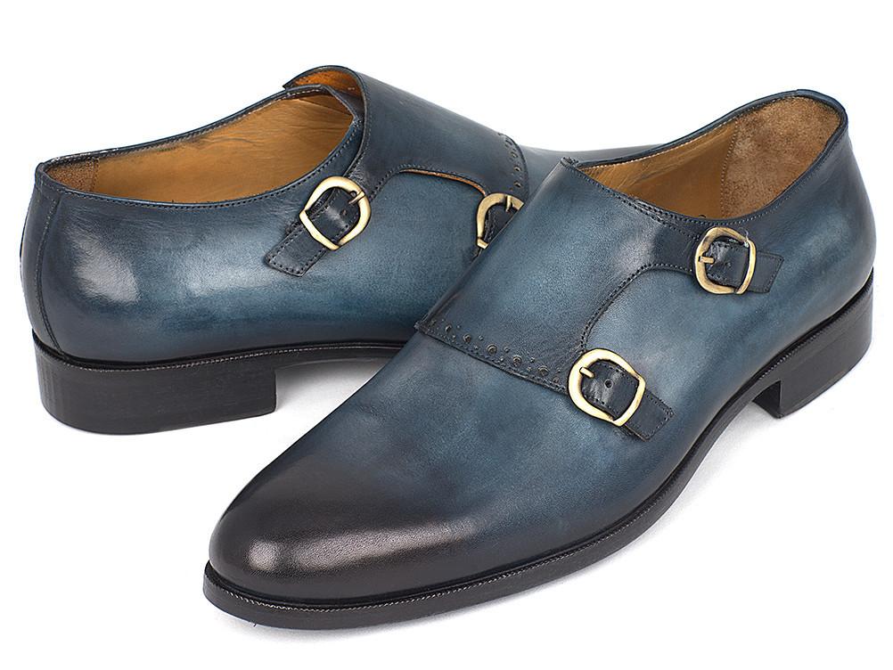 Paul Parkman Navy Double Monkstrap Shoes (ID#HT54-NAVY  display picture 1