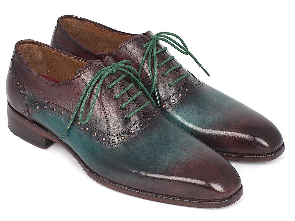 Paul Parkman Men's Green & Bordeaux Plain Toe Oxfords (ID#GH88BB) EU 38 - US 6 Paul Parkman Men's Green & Bordeaux Plain Toe Oxfords (ID#GH88BB) EU 38 - US 6