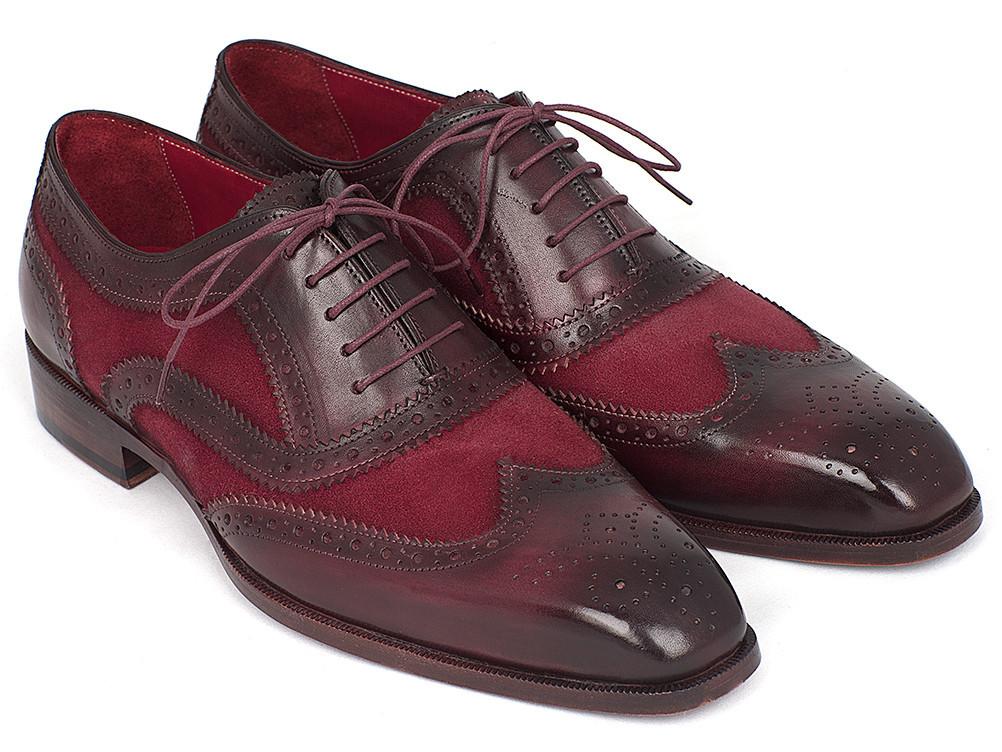 Paul Parkman Suede & Calfskin Men's Wingtip Oxfords Bordeaux (ID#228BRDSD) EU 46 - US 12 / 12.5 Paul Parkman Suede & Calfskin Men's Wingtip Oxfords Bordeaux (ID#228BRDSD) EU 46 - US 12 / 12.5