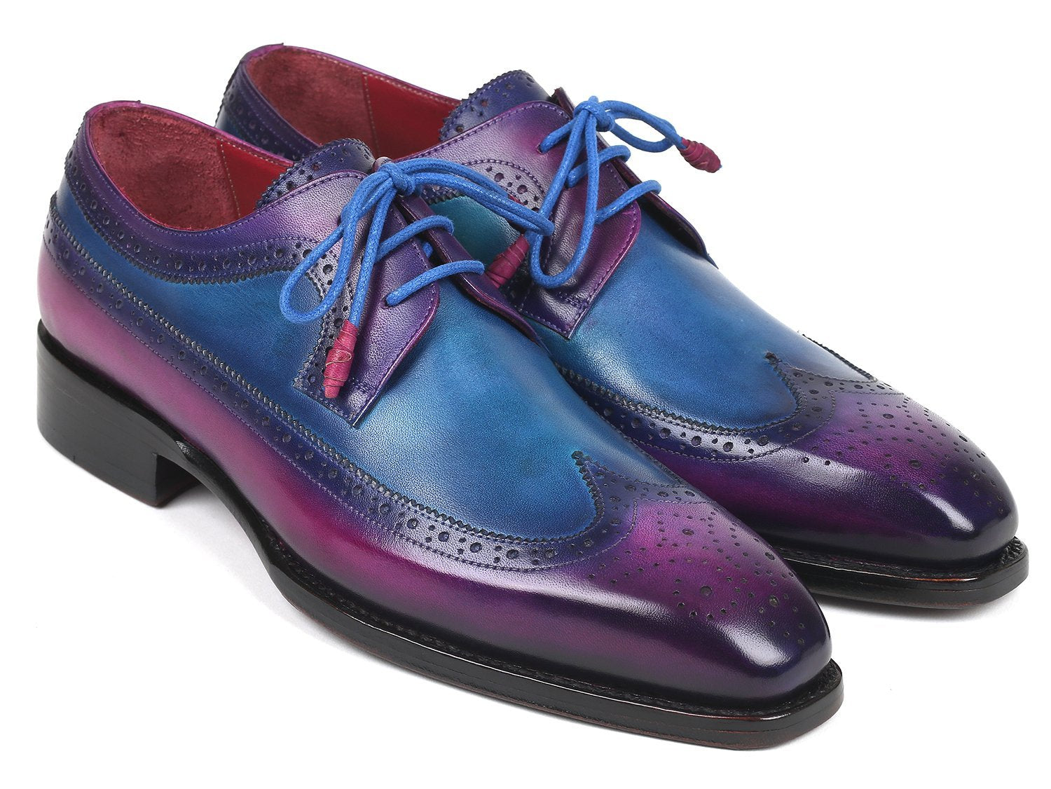 Paul Parkman Goodyear Welted Wingtip Derby Shoes Purple & Blue (ID#511V63) EU 41 - US 8 / 8.5 Paul Parkman Goodyear Welted Wingtip Derby Shoes Purple & Blue (ID#511V63) EU 41 - US 8 / 8.5
