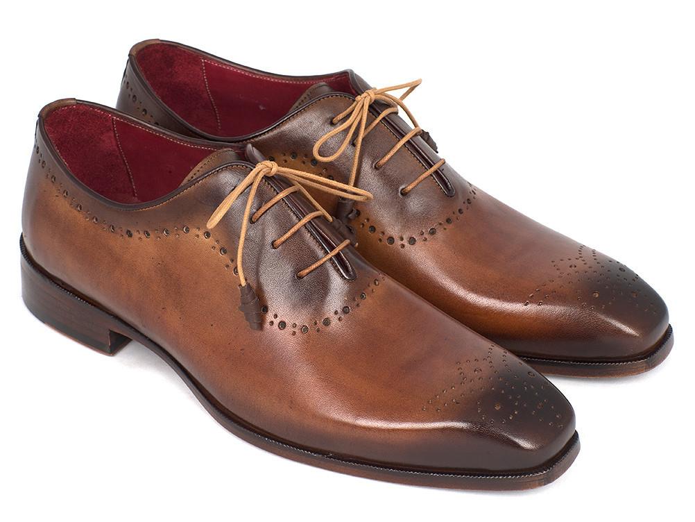 Paul Parkman Men's Brown & Camel Medallion Toe Oxfords (ID#GF61AZ) EU 40 - US 7.5