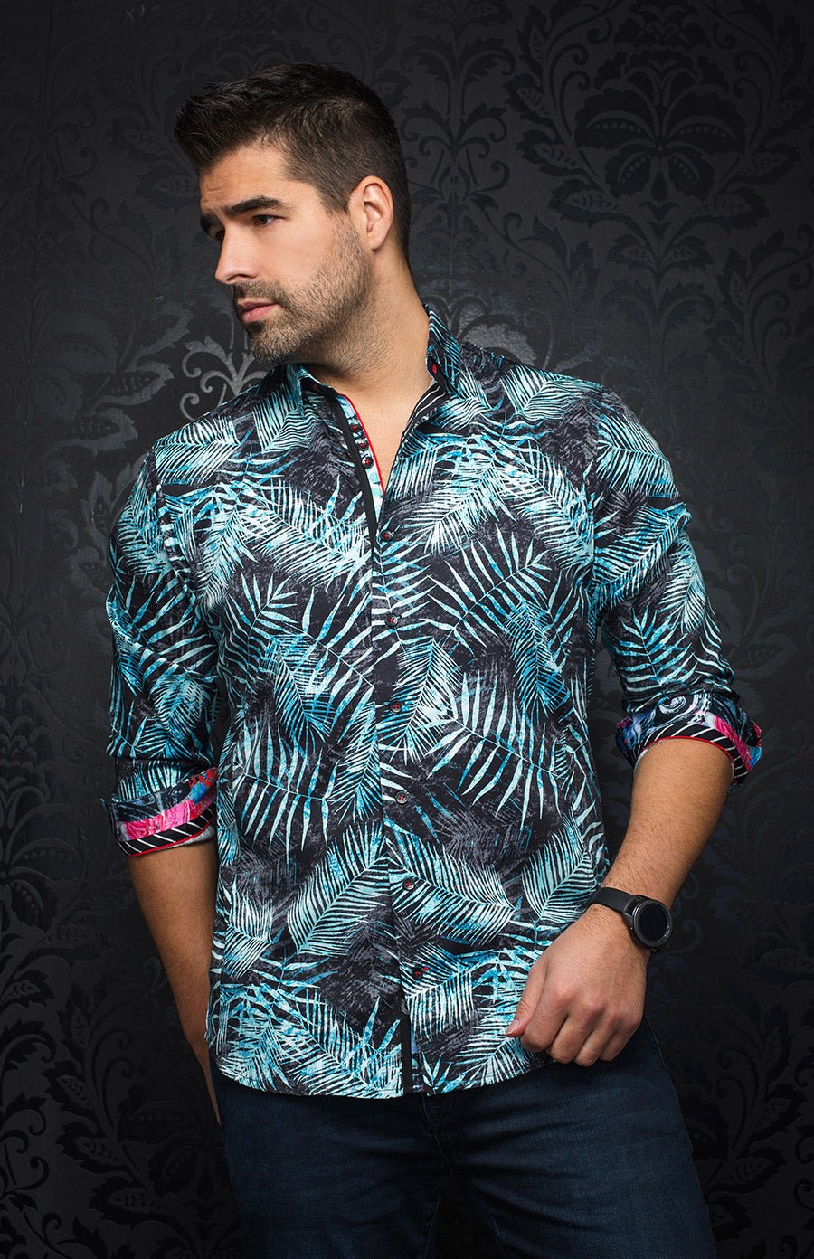 turquoise dress shirt Men's Premium Stretch Dress Shirt