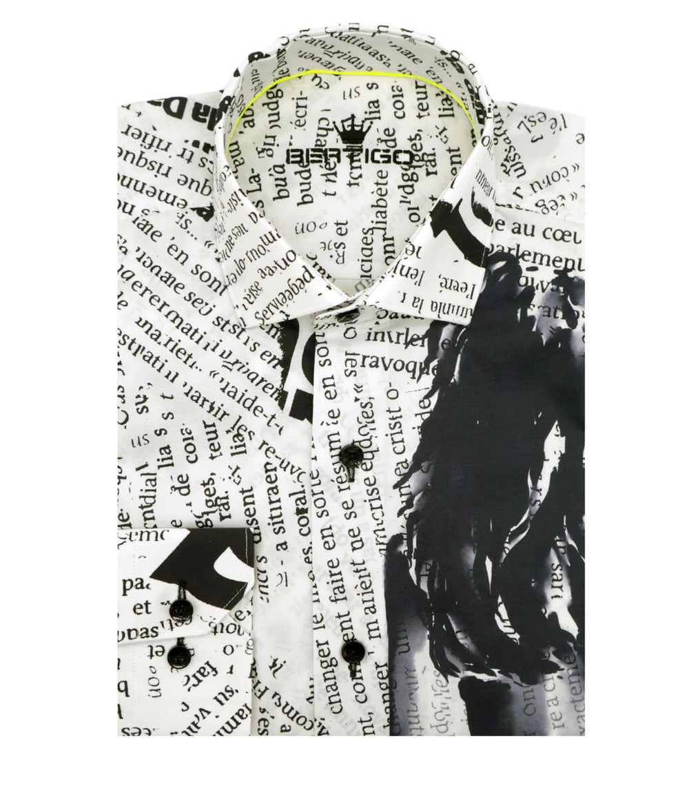 Bertigo Shirt | Sunshine-05 News Article Woman Abstract Print - Men Fashion