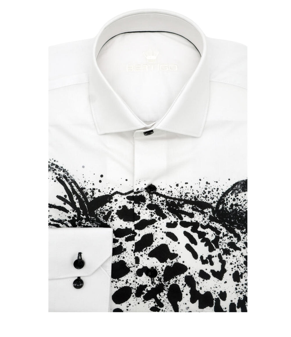 Bertigo Shirt | Ace-05 Snow Leopard Print - Men Fashion