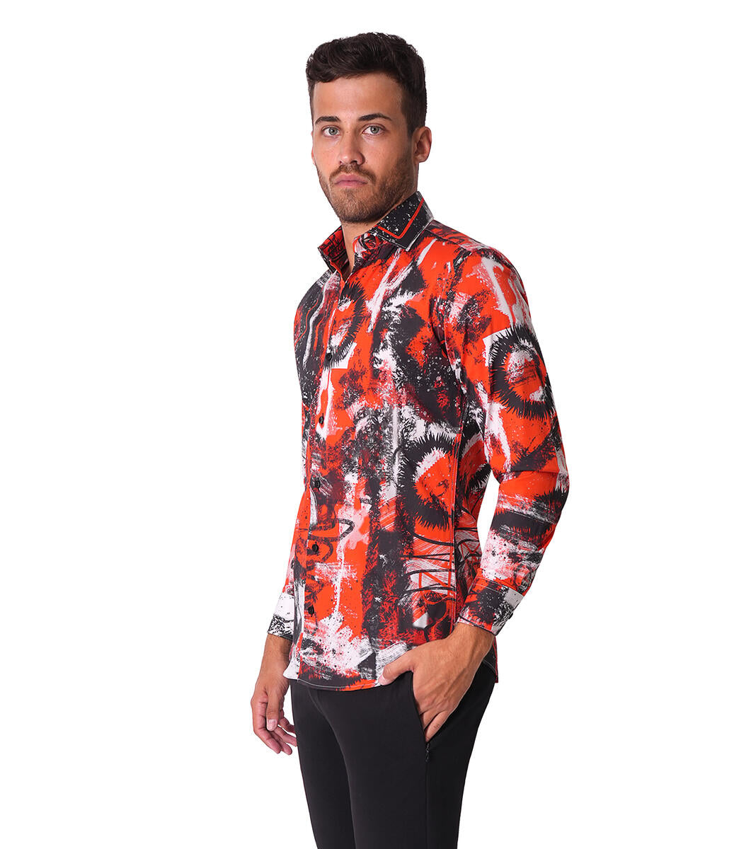 Bertigo Shirt | Graffitti-29 Brush Stroke Red Graphic Art Print
