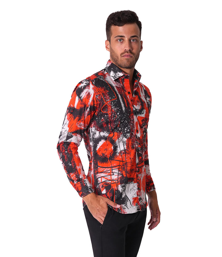 Bertigo Shirt | Graffitti-29 Brush Stroke Red Graphic Art Print