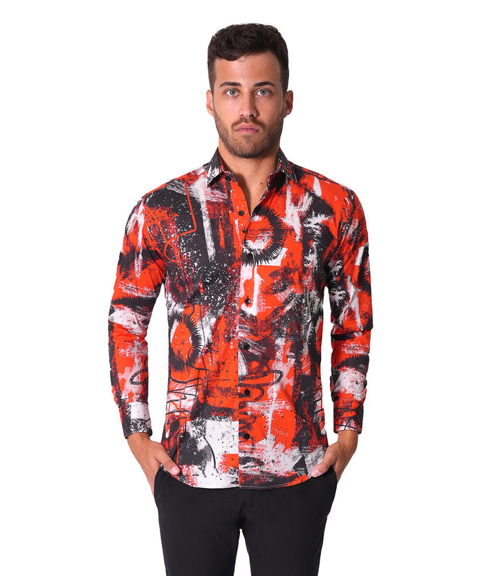 Bertigo Shirt | Graffitti-29 Brush Stroke Red Graphic Art Print