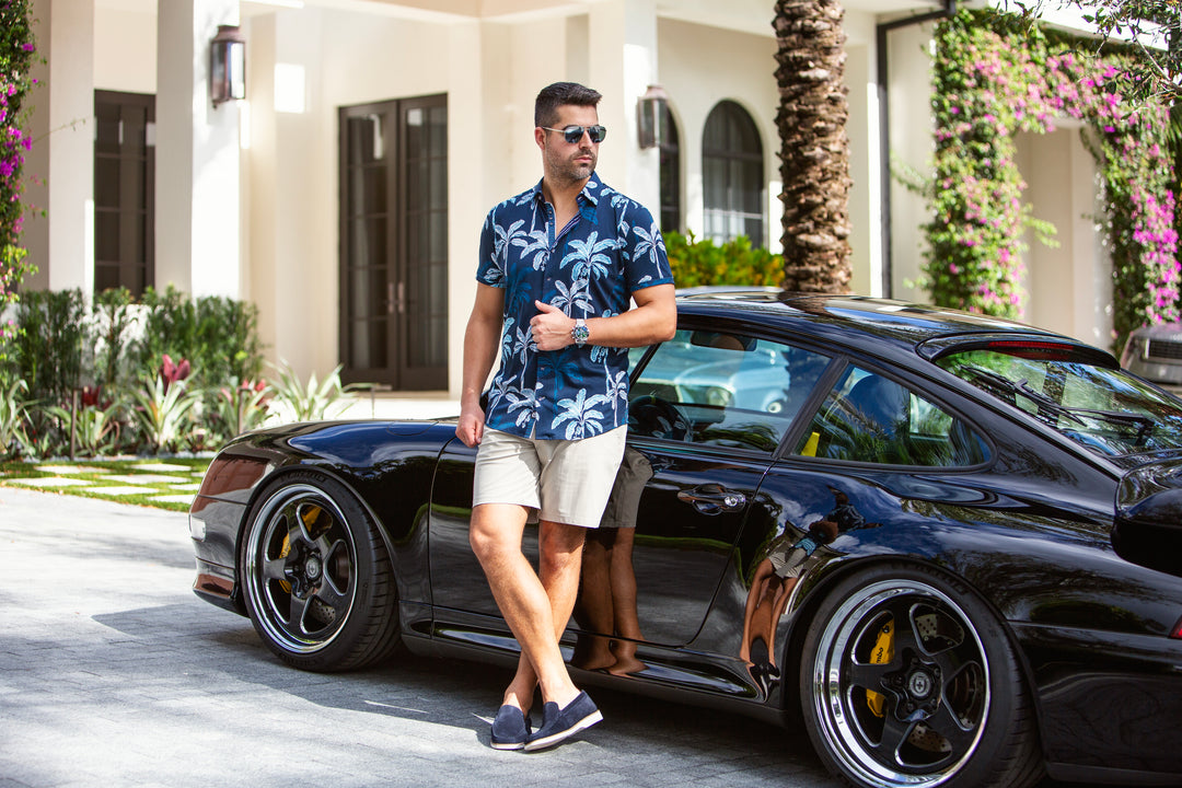 Au Noir Stretch Short Sleeve Shirt | Azure Navy