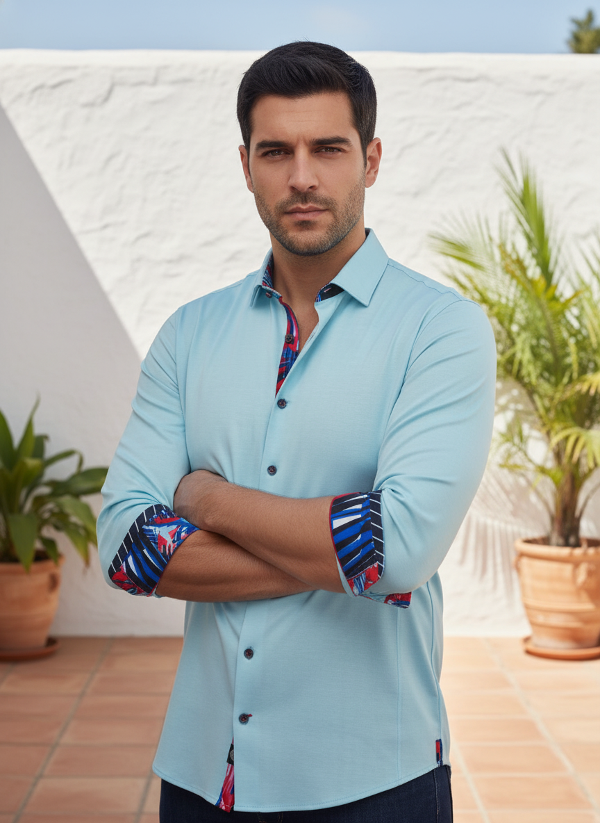 Men's Premium Stretch Dress Shirt | Black 2 / S / Turquoise Men's Premium Stretch Dress Shirt | Black 2 / S / Turquoise