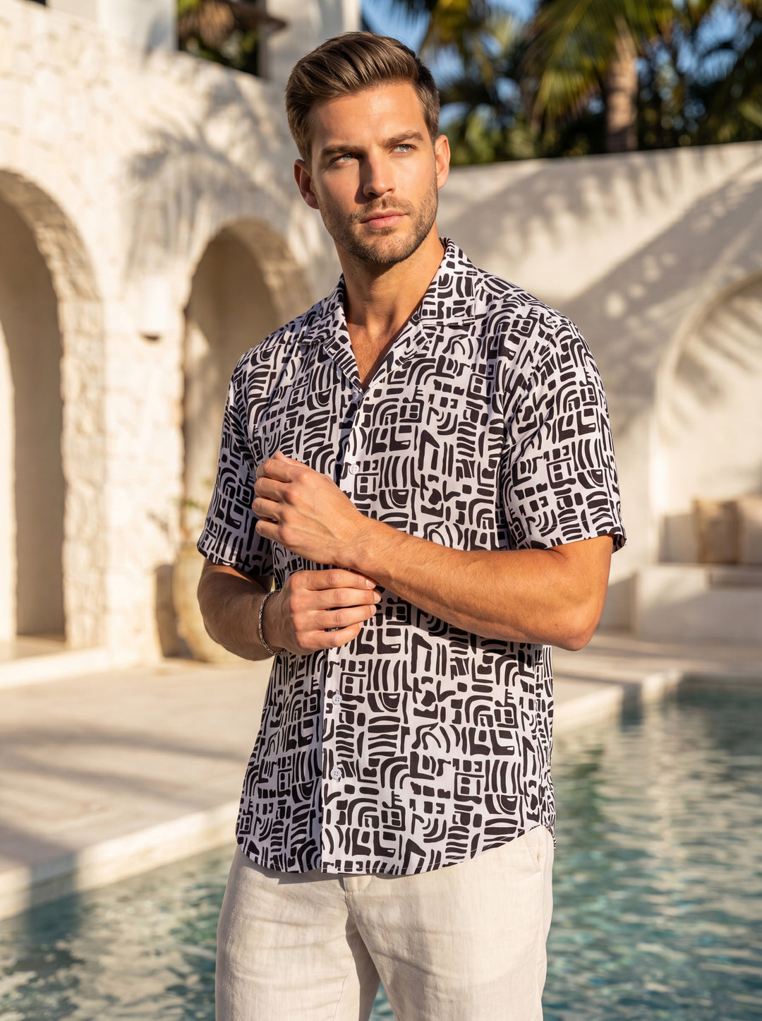 Maceoo Apachi Marthyr White Short Sleeve Shirt | Men's Short Sleeve Dress Shirt