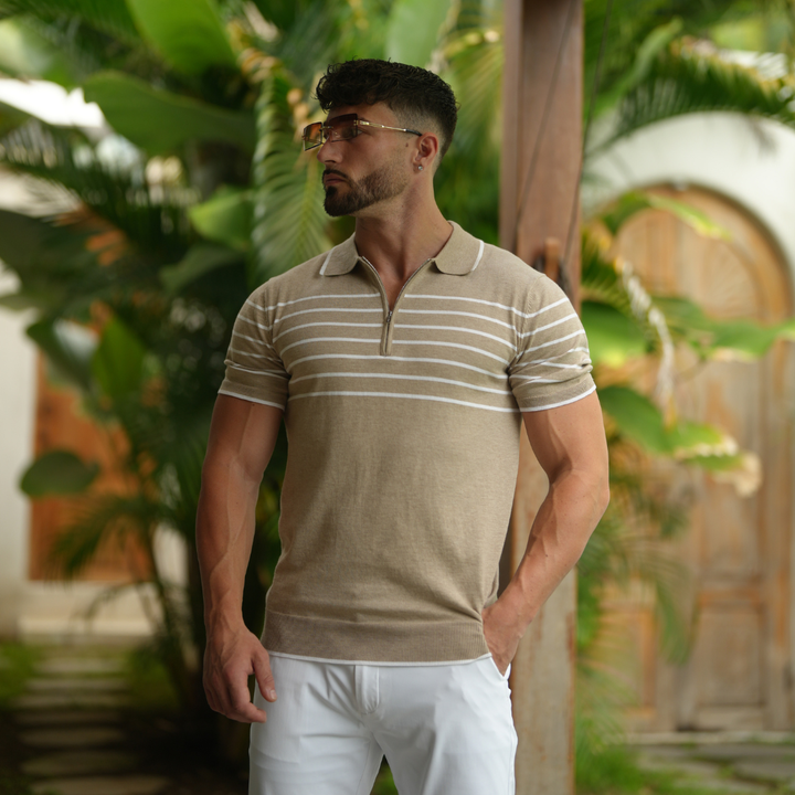 Au Noir Stretch Short-Sleeve Polo | Polo Tricot Oban Stone