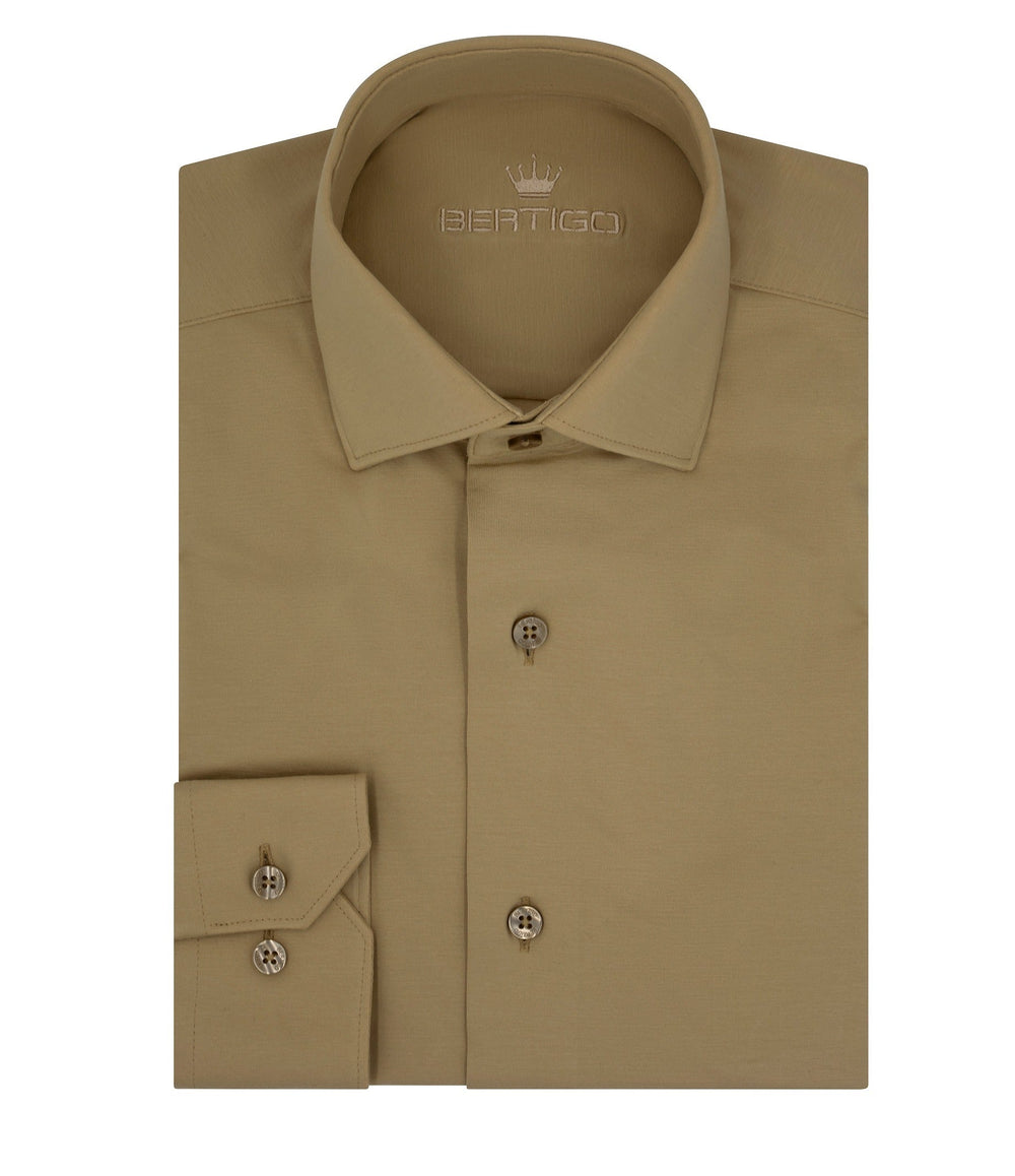 Bertigo Shirt  | Cooper Tan Knit Shirt - Men Fashion