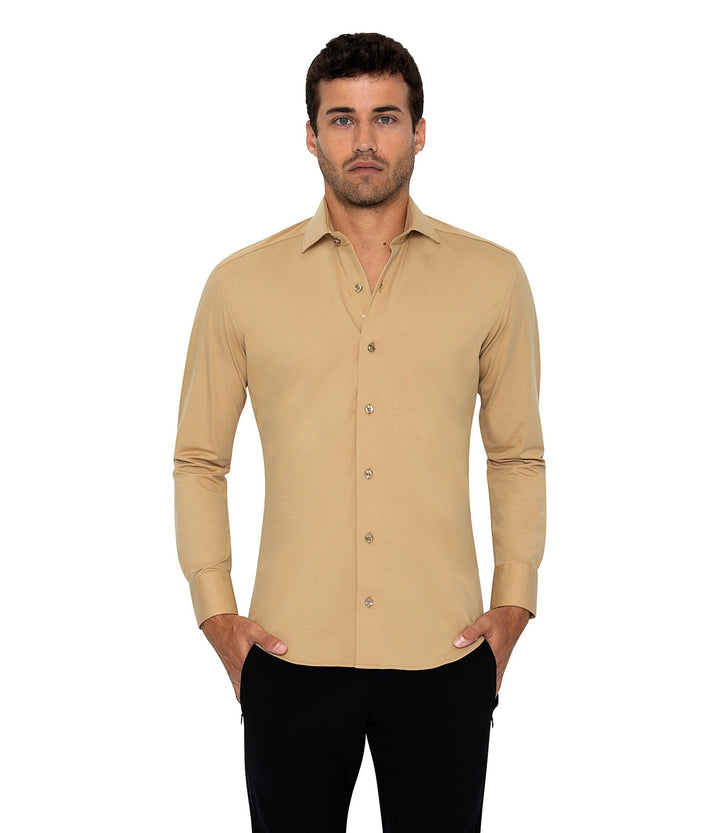 Bertigo Shirt  | Cooper Tan Knit Shirt