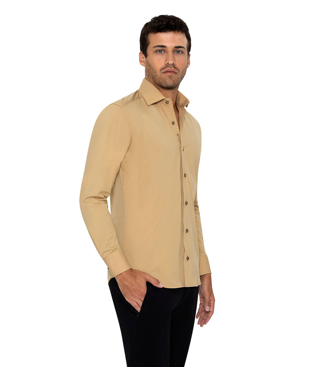 Bertigo Shirt  | Cooper Tan Knit Shirt