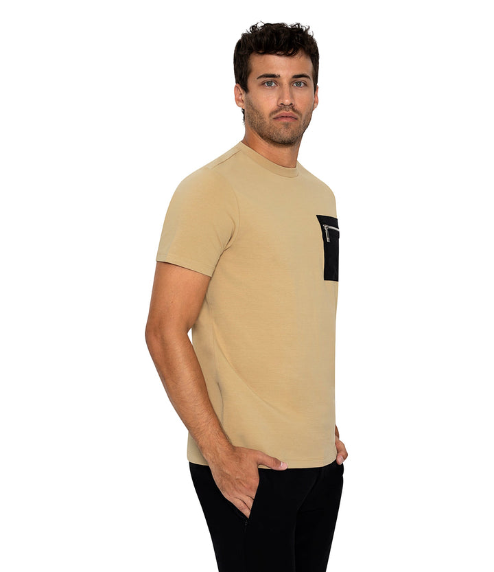 Bertigo Stretch Short-Sleeve Tshirts | ORSO ZP TAN T-SHIRT