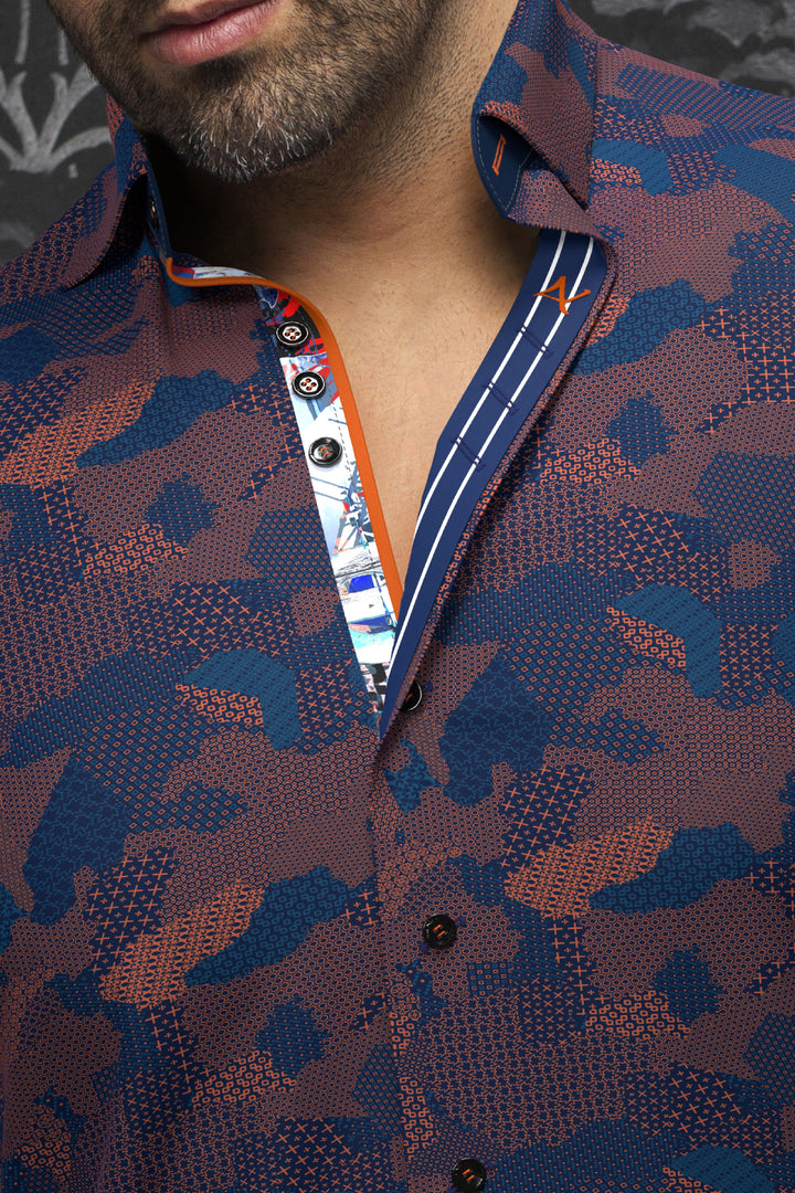 Au Noir Stretch Shirt | Abraham Navy Orange