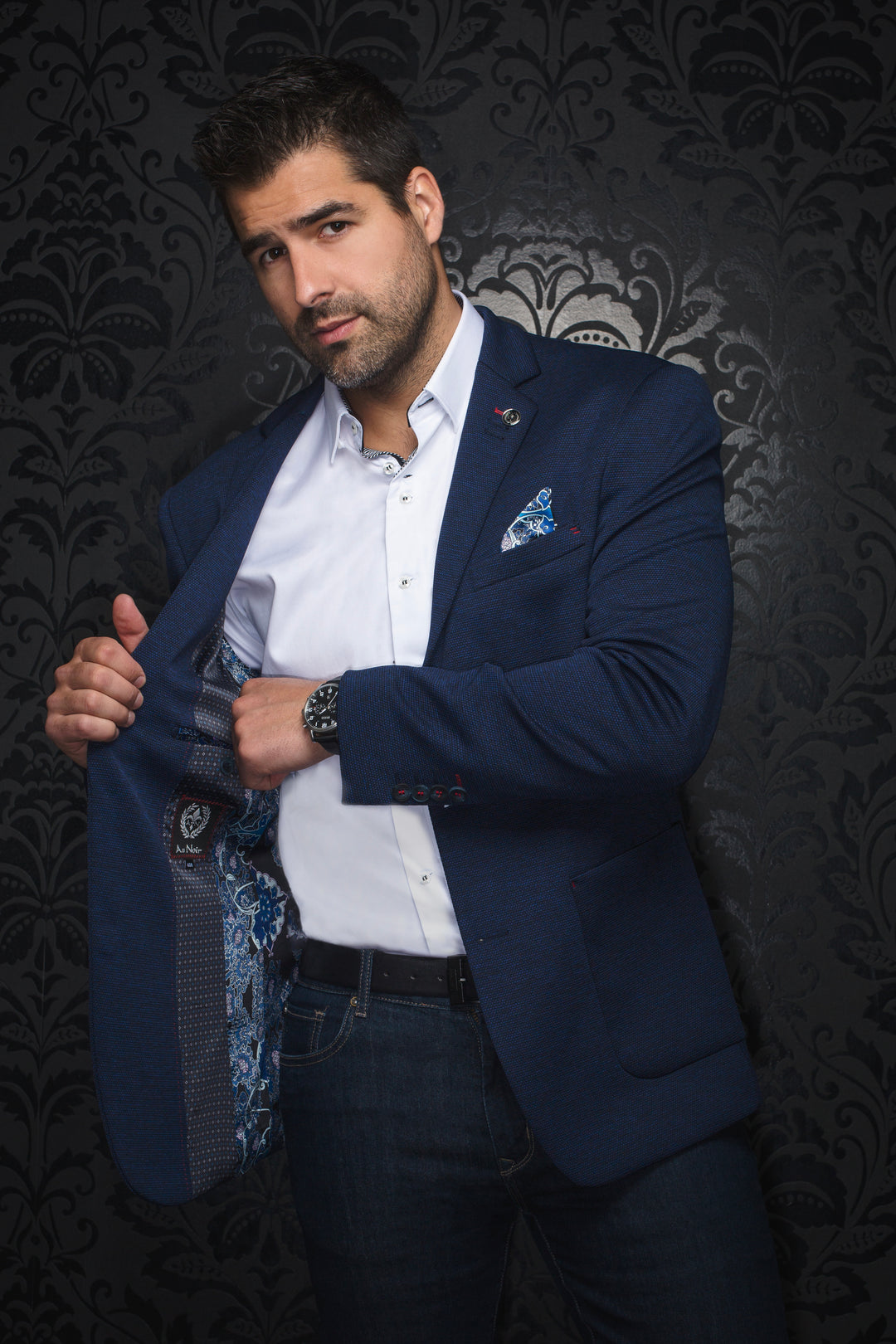 Au Noir Stretch Blazer | Delon Navy
