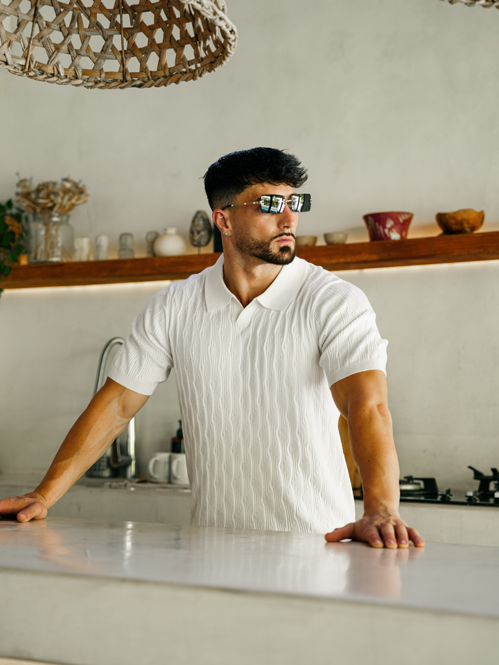 Au Noir Stretch Short-Sleeve Polo | Polo Tricot Lowick White