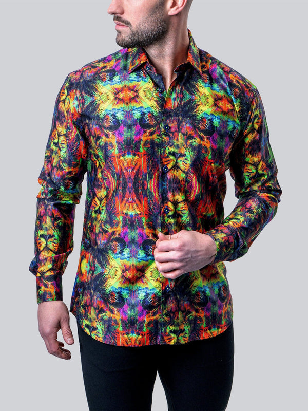 Maceoo Stretch Shirt | Fibonacci Trippy Lion Multi