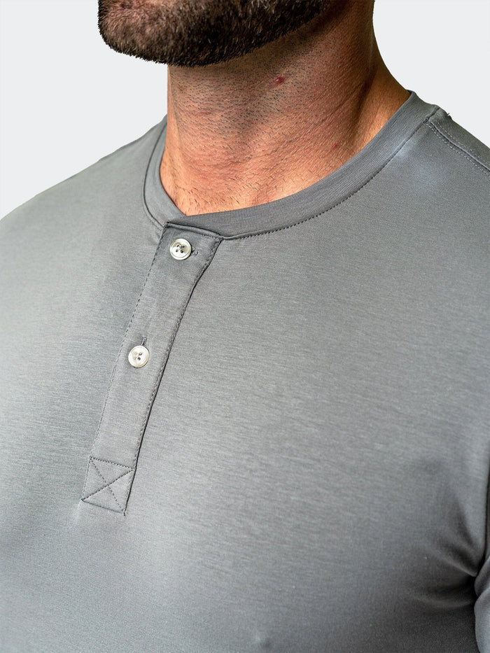 Maceoo Stretch Short-Sleeve Tshirts | Henley Core Grey