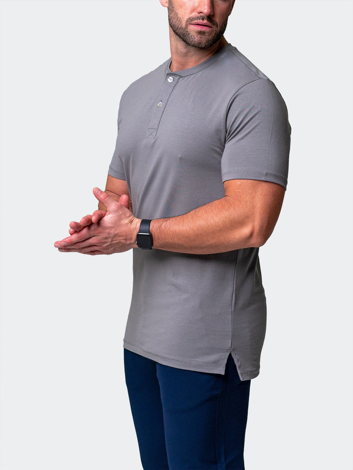 Maceoo Stretch Short-Sleeve Tshirts | Henley Core Grey