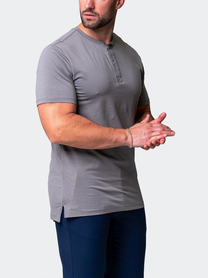 Maceoo Stretch Short-Sleeve Tshirts | Henley Core Grey