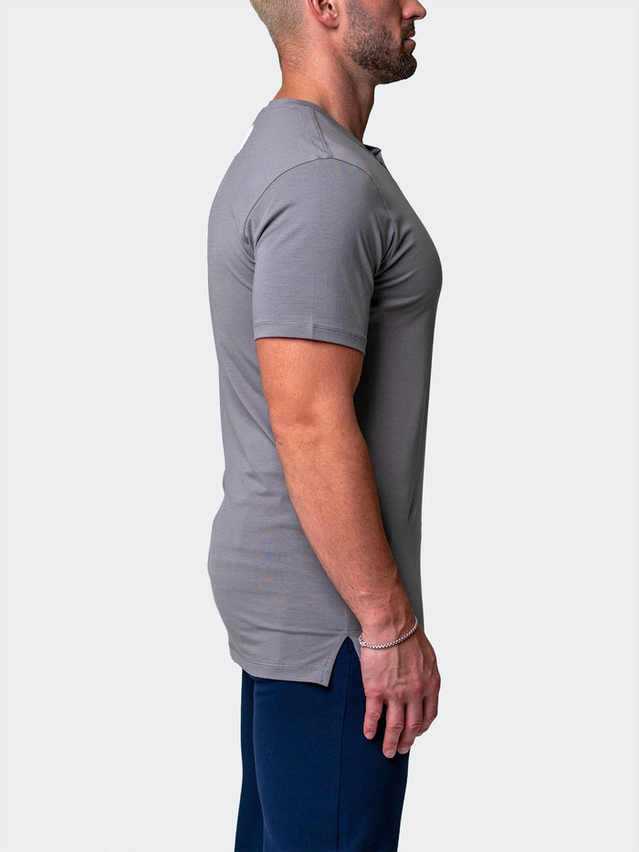Maceoo Stretch Short-Sleeve Tshirts | Henley Core Grey