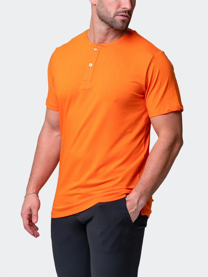 Maceoo Stretch Short-Sleeve Tshirts | Henley Core Orange
