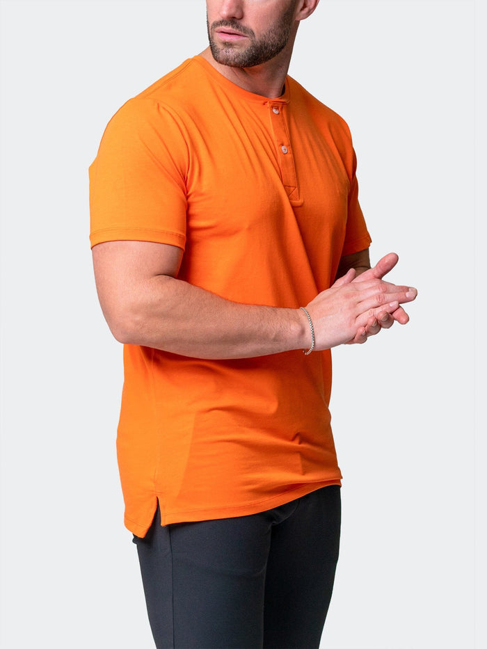 Maceoo Stretch Short-Sleeve Tshirts | Henley Core Orange