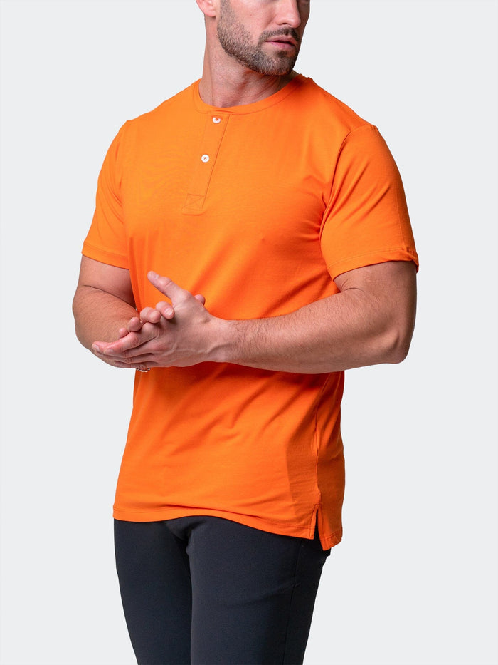 Maceoo Stretch Short-Sleeve Tshirts | Henley Core Orange