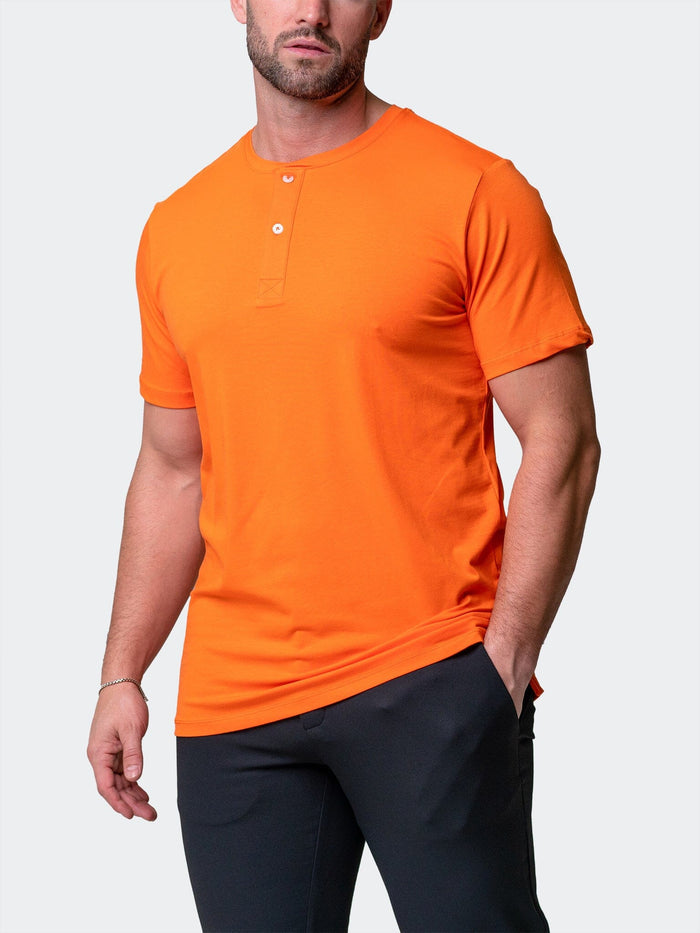Maceoo Stretch Short-Sleeve Tshirts | Henley Core Orange
