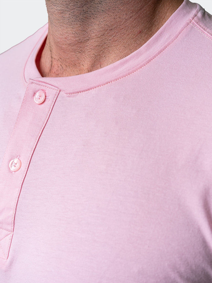 Maceoo Stretch Short-Sleeve Tshirts | Henley Core Pink