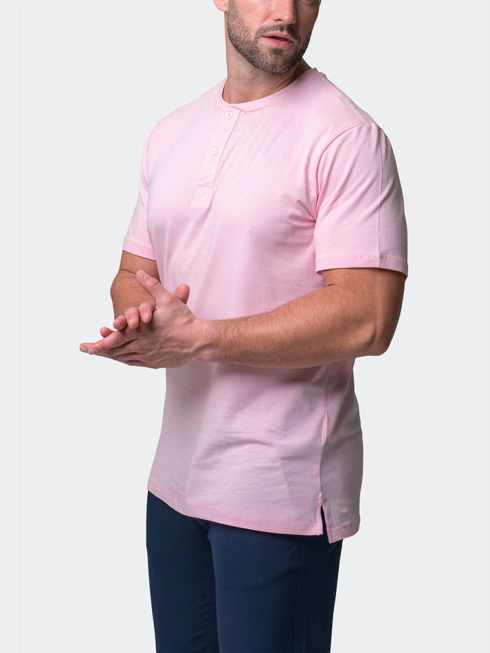 Maceoo Stretch Short-Sleeve Tshirts | Henley Core Pink