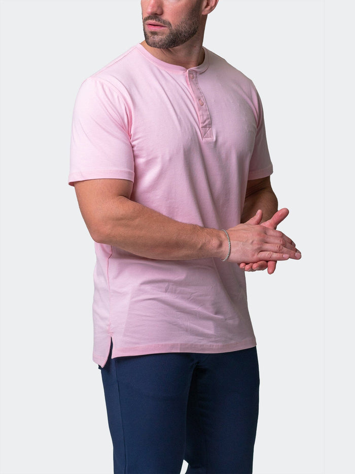 Maceoo Stretch Short-Sleeve Tshirts | Henley Core Pink